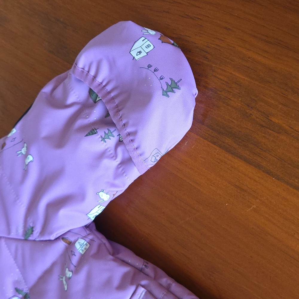 Souris Mini 6-9 Months NEW Purple Hooded Baby Waterproof Snowsuit with Fur Trim - Picture 11 of 14